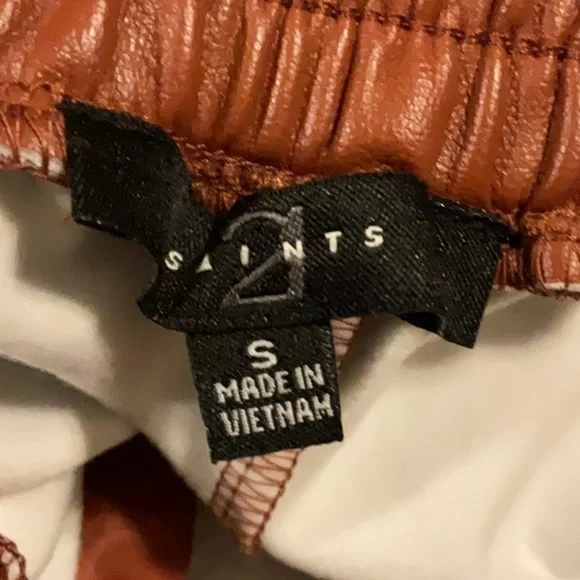 21 Saints Elastic Waist Faux Leather Jogger Size Small Cognac/copper Color - Picture 6 of 6